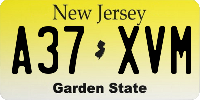 NJ license plate A37XVM