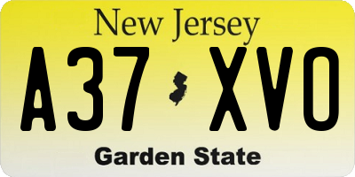 NJ license plate A37XVO