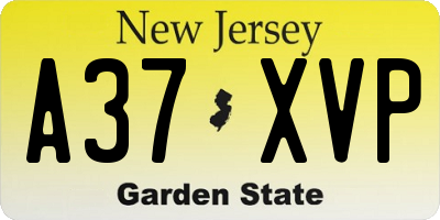 NJ license plate A37XVP