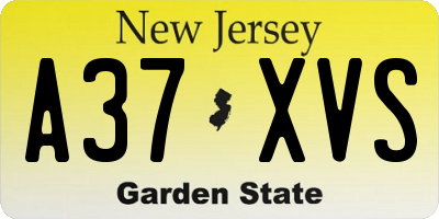 NJ license plate A37XVS