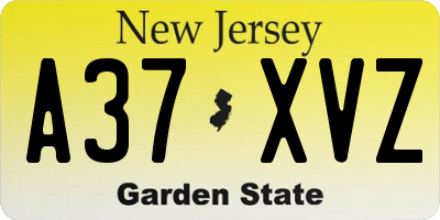 NJ license plate A37XVZ
