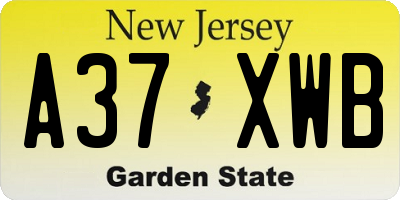 NJ license plate A37XWB