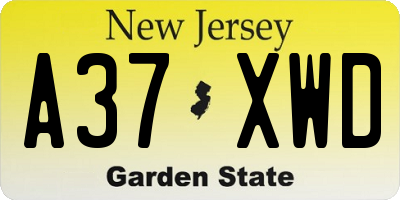 NJ license plate A37XWD