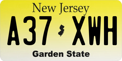 NJ license plate A37XWH