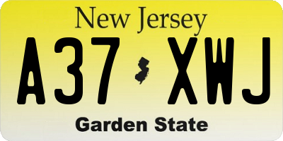 NJ license plate A37XWJ
