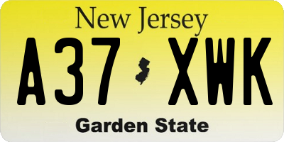 NJ license plate A37XWK