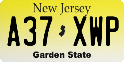 NJ license plate A37XWP