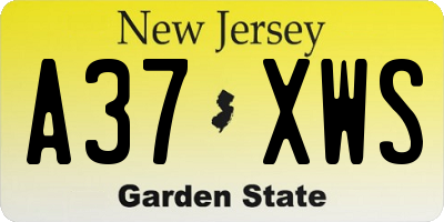 NJ license plate A37XWS