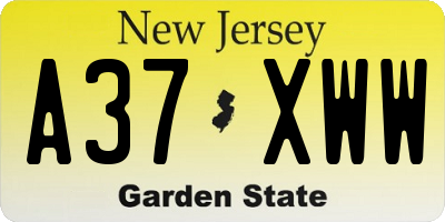 NJ license plate A37XWW