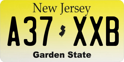 NJ license plate A37XXB