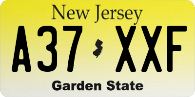 NJ license plate A37XXF