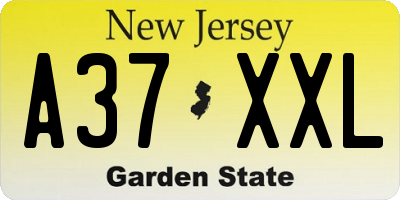 NJ license plate A37XXL