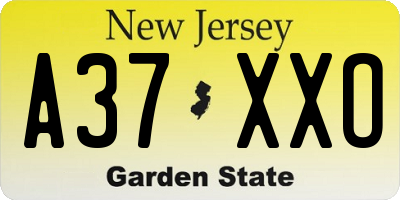 NJ license plate A37XXO