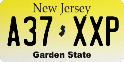 NJ license plate A37XXP
