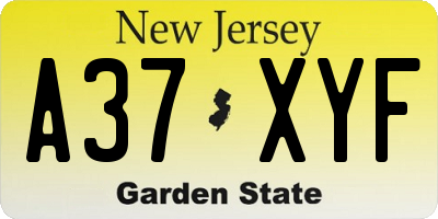 NJ license plate A37XYF