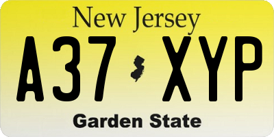 NJ license plate A37XYP