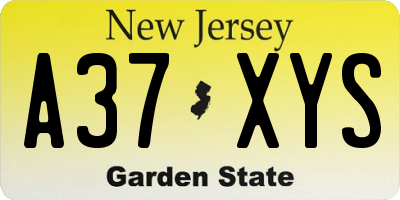 NJ license plate A37XYS