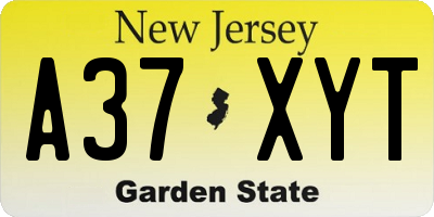 NJ license plate A37XYT
