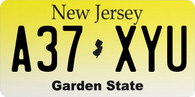 NJ license plate A37XYU