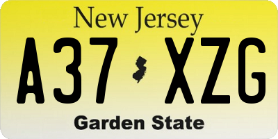 NJ license plate A37XZG