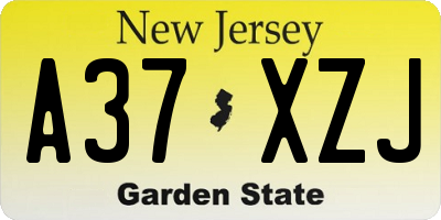 NJ license plate A37XZJ