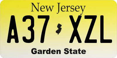 NJ license plate A37XZL