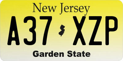 NJ license plate A37XZP