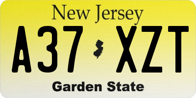 NJ license plate A37XZT