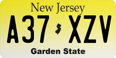 NJ license plate A37XZV