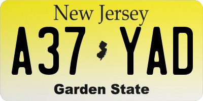 NJ license plate A37YAD