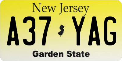 NJ license plate A37YAG