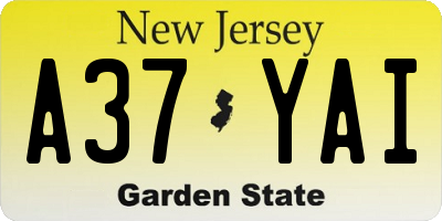 NJ license plate A37YAI