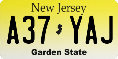 NJ license plate A37YAJ