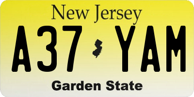 NJ license plate A37YAM