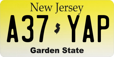NJ license plate A37YAP