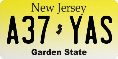 NJ license plate A37YAS