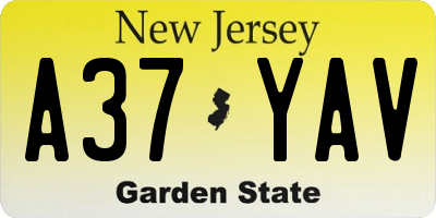 NJ license plate A37YAV