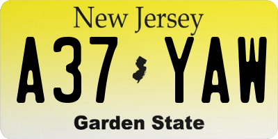 NJ license plate A37YAW