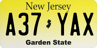 NJ license plate A37YAX