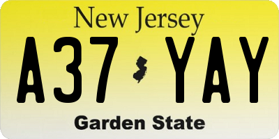 NJ license plate A37YAY