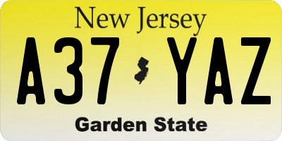 NJ license plate A37YAZ