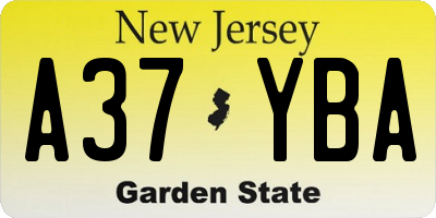 NJ license plate A37YBA