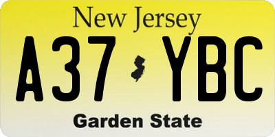 NJ license plate A37YBC