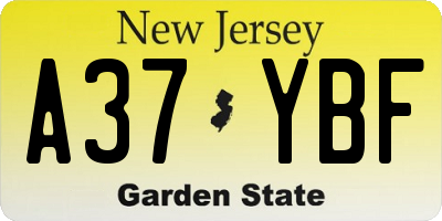 NJ license plate A37YBF