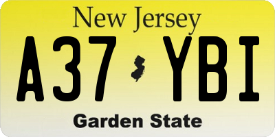 NJ license plate A37YBI