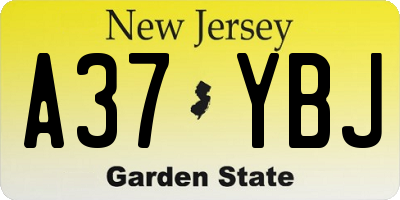 NJ license plate A37YBJ