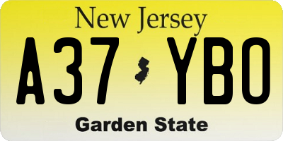 NJ license plate A37YBO