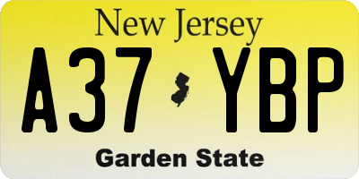 NJ license plate A37YBP