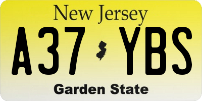 NJ license plate A37YBS