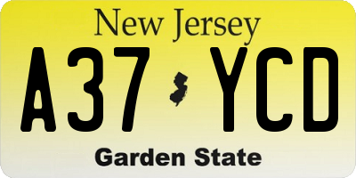 NJ license plate A37YCD